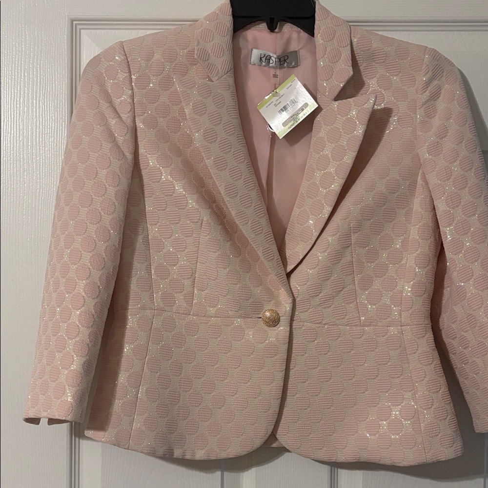 Kasper Women's Blazer in Light Pink with Gold Accents